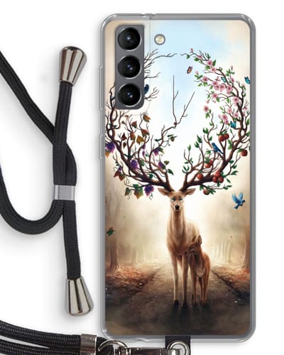 Case Company® - Hoesje met koord geschikt voor Samsung Galaxy S21 hoesje met Koord - Seasons Change - Telefoonhoesje met Zwart Koord - Bescherming aan alle Kanten en Over de Schermrand