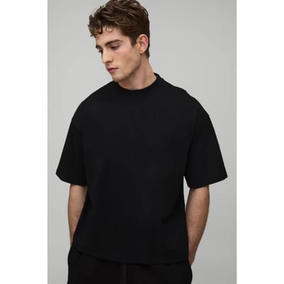 Oversized Heavyweight Verlengde Hals Boxy T-shirt | Black | Size XS