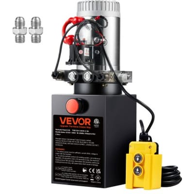 VEVOR hydraulische pomp, hydraulische krachtbron 12V, hydraulische krachtbron 1600W, dubbelwerkende hydraulische pomp, hydraulische krachtbron, 2,5 gallon tank, handpomp, hydraulische krachtbron, voor liften, heftrucks, enz.