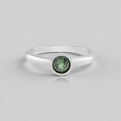 Cavill - Zilveren ring met chroom apatiet 0,45 ct - 925 sterling zilver - Bezelzetting - Ronde slijpvorm - Elegant en duurzaam sieraad