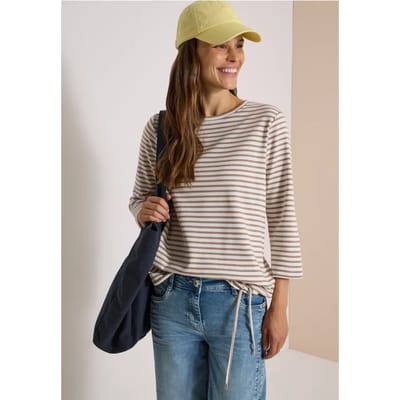 Shirt met 3/4-mouwen, ronde hals en strepen