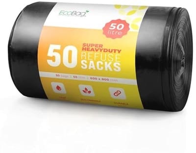 50 Stuks Extra Sterke Afvalzakken - Recyclebare, Lekbestendige en Milieuvriendelijke Vuilniszakken voor Huishoudelijk en Commercieel Gebruik
