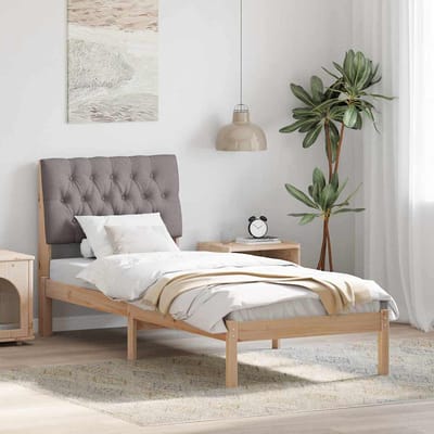 vidaXL - Bedframe - met - Gevoerde - Hoofdbord - Bruin - 75 - x - 190 - cm