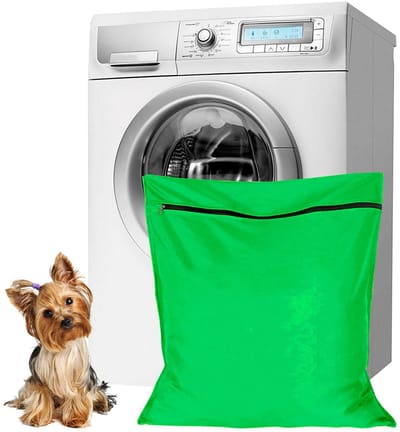 Waszakken voor huisdieren - Waszakken van twill polyester - Grote waszakken met rits - Voorkomt dat waszakken verstopt raken door dierenhaar - wasmachine, 70 x 80 cm，waszak voor huisdieren voor honden, katten en konijnen (groente)- L