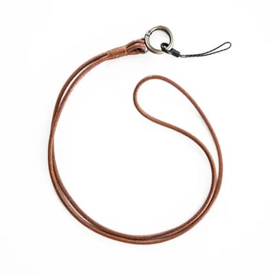 Travel Cords - Keycord Leer Lichtbruin – Leren Sleutelkoord – Afneembare Sleutelring – Mat Messing – Stevig – 45,5 cm