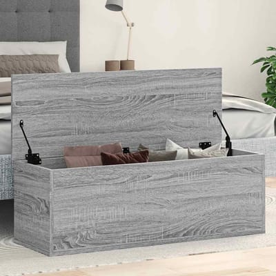 vidaXL - Opbergbox - 102x35x35 - cm - bewerkt - hout - grijs - sonoma - eikenkleurig