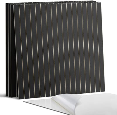 Coloray Wandpanelen Zelfklevend - Verticale lijnen op de achtergrond Zelfklevende Wandpanelen - 50 cm x 50 cm - Zwart Wandpaneel PVC - 4 stuks - Texturen Wandpanelen Zelfklevend - Wandpanelen Keuken - Wandpaneel Badkamer