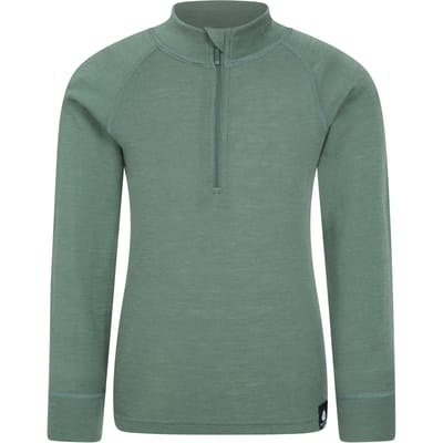 Mountain Warehouse Kinder/Kids Merino Blend Half Rits Base Layer Top (Kaki Groen)
