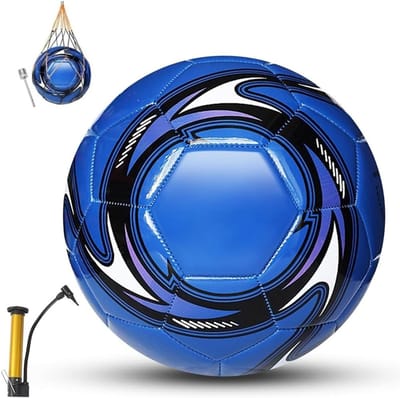 Officiële Voetbal Maat 5 voor Kinderen en Volwassenen - Blauw, Geschikt voor Binnen en Buiten, Duurzaam en Explosiebestendig