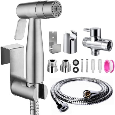 Dailygoods - Bidet-handdoucheset - Hygiëne - Premium dubbele functie - Zilver - Douche en toilet - Ideaal voor luierreiniging - Voor badkamer en toilet
