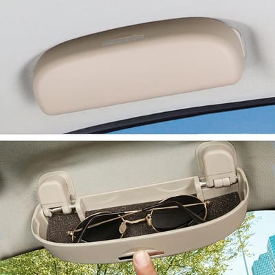 Zonnebrilhouder Brillendoos - Auto Opbergvak - Veilig Opbergen Auto - Automatisch Sluitend - 234 cm Lengte - Beige