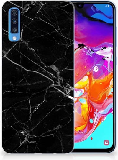 Back Cover voor Samsung Galaxy A70 TPU Siliconen Hoesje Marmer Zwart - Origineel Cadeau Vader