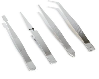 Precisie Pincet Set 4 Delig RVS - Antistatische Pincetten - Recht, Gebogen, Plat en Zelfsluitend - Voor Elektronica, Modelbouw, Horloges en Sieraden [10779C]