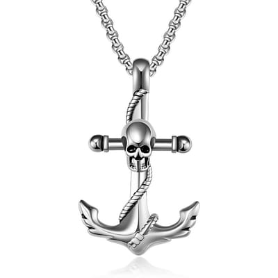 Titanium Staal Schedel Bootanker Ketting Niche Persoonlijkheid Dragen Roestvrij Staal Hanger Hanger gray