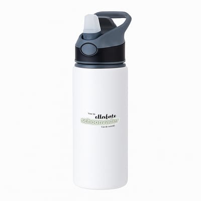 Hacebo® - voor de allerbeste schoonvader van de wereld waterfles met rietje zwart - de beste schoonvader - vader cadeautjes - vaderdag - verjaardagscadeau - verjaardag - cadeau - geschenk - kado - gift - water fles - 650ML