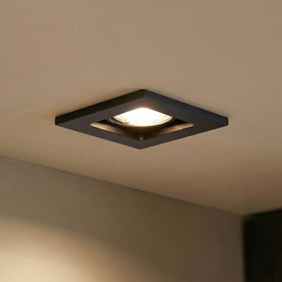 Lindby downlight Thorid, zwart, 10 x 10 cm, set van 10, GU10