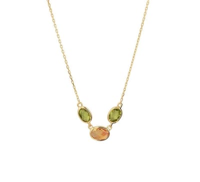 Zilver Verguld Collier citrien+peridot 0 2101001