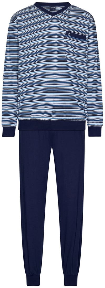 Robson Pyjama - Katoen - Gestreept - Blauw - Maat 50