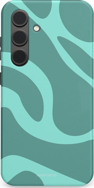 Casetastic Hoesje Geschikt voor Samsung S24 - Stijlvolle Beschermende Duo-layer Case - Aqua Golven