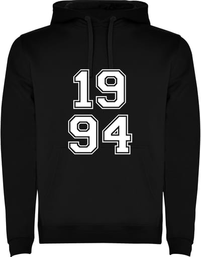 Zwarte Hoodie Varsity College Cijfers 1994 - Cijfers Wit - Opvallend Stoer - Mooi Maat M