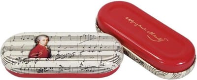 Brillenkoker Componist Mozart met print van bladmuziek