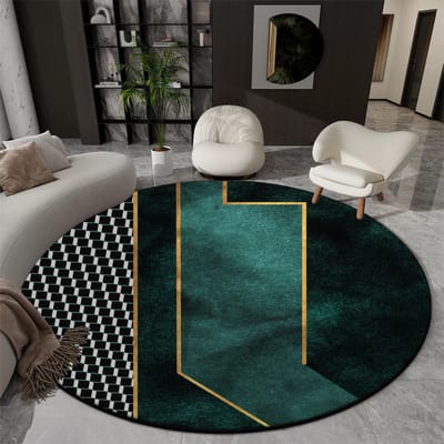 Geometrische Ronde Vloerkleden voor Woonkamer Luxe Decoratie Huis Groot Formaat Pluche Tapijten Slaapkamer Studeerkamer Antislip Stoelmat Vloer Zacht 3.9ft(120x120cm)