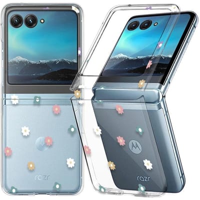 Motif Floral Transparent Antichoc Étui Pliant Pour Motorola Razr 40 50 Ultra Razr40 Razr50 Pare-chocs Transparent Coque Rigide en PC For Razr 40 Ultra