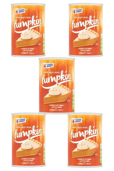 America's finest 100% Natural Pumpkin Puree - Natuurlijk pompoenpurree - 5 x 425g - Multipack - Voordeelpak - Taartvulling