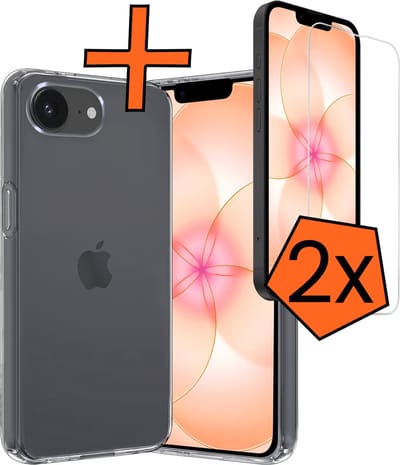 Hoes - Met 2x Screenprotector - Geschikt voor Apple iPhone 17e - Sterk & Shockproof - Back Cover - Siliconen Case - Telefoon Hoes - Transparant