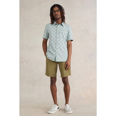 White Stuff Daisy Tile Printed Ss Shirt Blue Print Size: M | Casual Shirts Outlet | Heren | Blauw