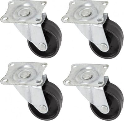Set van 8x zwenkwieltjes zwart - 50mm - Zwenkwielen - Transportwieltjes - Transportwielen