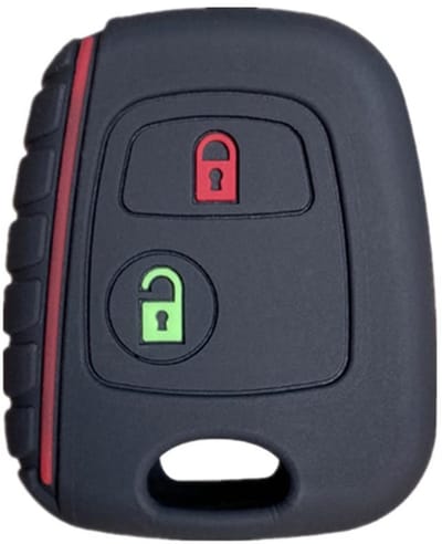 Allecto - Fluorescent Button Silicone Auto-sleutelhoes - Bescherming autosleutels - Zwart - Flexibel en wasbaar - Geschikt voor Peugeot en Citroen ...
