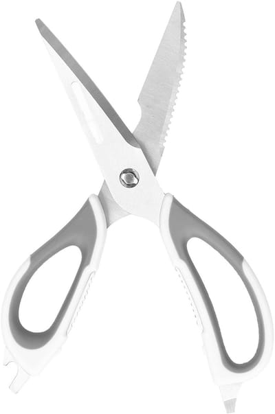 Dailygoods- Keukenschaar multifunctioneel - Roestvrij Staal - Eenvoudig te reinigen - Voor groenten/fruit/noedels/pizza - Duurzaam - Handvat met flesopener - Keukenhulpmiddel