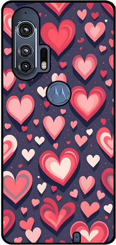 Smartphonica Telefoonhoesje Geschikt voor Motorola Edge Plus met Hartjes Opdruk - TPU Backcover Case With Heart Design geschikt voor Motorola Edge Plus