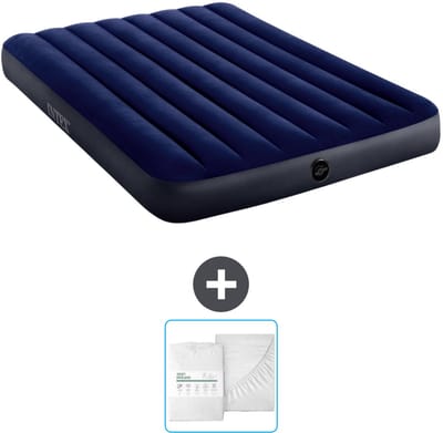 Intex Luchtbed - Twijfelaar - 137 x 191 x 25 cm - Blauw - Inclusief en Hoeslaken