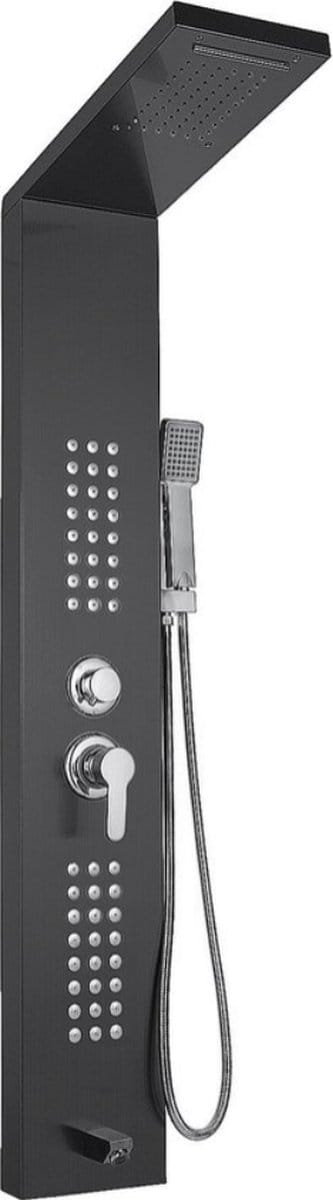 Happyment Compleet Douchesysteem - Doucheset - Mat Zwarte Hoofddouche en Handdouche - Massage Douche - Vierkante Regendouche voor Badkamer - 3 Douche Koppen