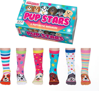 ODD SOCKS Kindersokken Pup Stars Multipack Mismatched 30-39 Cadeaudoos