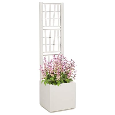 vidaXL - Tuinplanter - met - Trellis - Wit - 36 - x - 36 - x - 140 - cm - PP