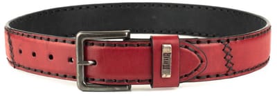 Mayura Riem 925 Rood Cowboy Western 4 cm Brede Jeans Riem Verwisselbare Gesp Glad leder Maat 90 cm (bovenkant gesp tot middelste gaatje)