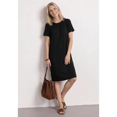 Knielange jersey jurk met ronde hals