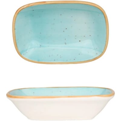 Bonna Serveerschaal - Aqua - Porselein - 17x11.5 cm - set van 2