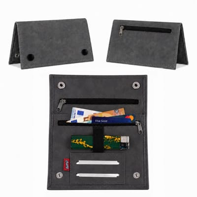 Champ Shag Etui - Tabak Etui - Kunstleer - 4 Vakken - Aanstekerhouder - Donkergrijs