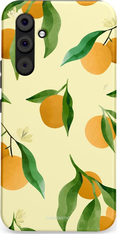Casetastic Hoesje Geschikt voor Samsung A54 (5G) - Stijlvolle Beschermende Duo-layer Case - Bladrijke Sinaasappel
