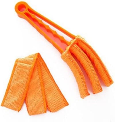 Jaloezie Reiniger - Stofborstel Raambekleding - Efficiënt Schoonmaken - Drie Reinigingsbladen - 21 cm - Geel