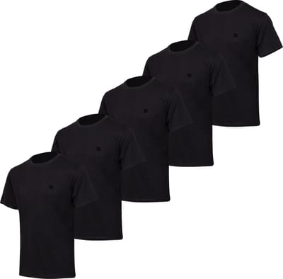 BOXR Underwear - T Shirt Heren - Regular Fit - Bamboe & Biologisch Katoen - 5-Pack Zwart - Ronde Hals - Zijdezacht & Ademend