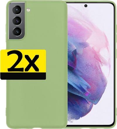 Hoesje - 2 Stuks - Geschikt voor Samsung Galaxy S21 - Sterk & Shockproof - Case Siliconen - Back Cover - Telefoon Hoes - Telefoonhoesjes - Groen