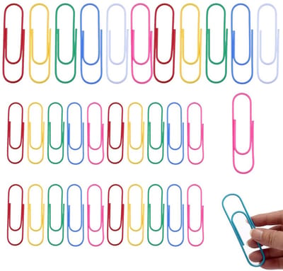 Dailygoods- Paperclips 32 Stuks - Jumbo 50 mm/100 mm - Kleurrijk - Vinylgecoat - Duurzaam - Voor Thuis/Kantoor/School - Klemmen