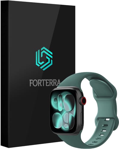 Smartwatchbandje Geschikt voor Apple Watch 1, 2, 3, 4, 5, 6, 7, 8, 9, 10, 11, SE - 42/44/45/46 mm - Verstelbaar Siliconen Bandje - Donkergroen