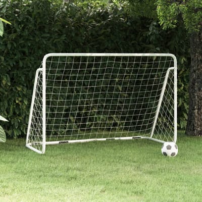 vidaXL - Voetbaldoel - met - net - 180x90x120 - cm - staal - wit
