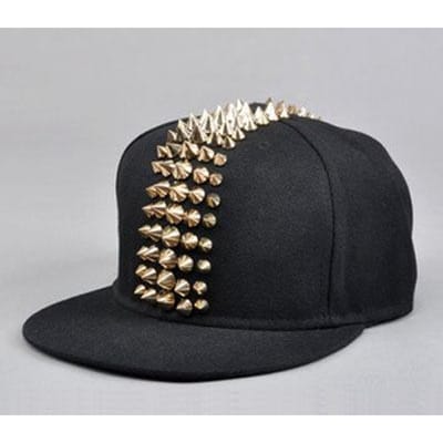 56-60Cm Verstelbare Platte Klep Baseballpet Punkstijl Plastic Klinknagel Decoratie Hoed Buiten Hip-Hop Straatdans Zon Voetbalpet 56-60CM black